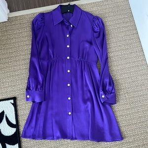 Zara Purple Silk Long Sleeve Dress